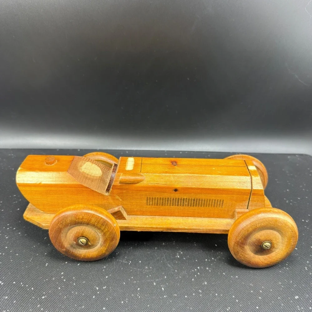 Line Nine Design England‎ Vintage Wooden Race Car Handcrafted Toy Decor 10 Inch